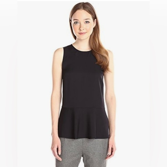 Theory Womens 100% Silk Nicella Modern Tank Top Blouse Peplum Black Size Large - Picture 1 of 11